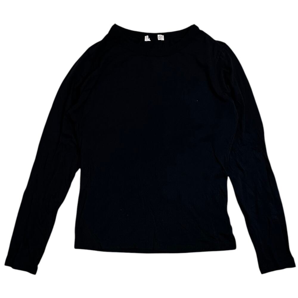 Buck Mason Women's T-Shirt Pima Cotton Slim Fit Long Sleeve Top Tee in Black